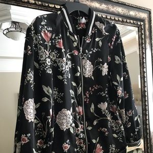 H&M flower print satin bomber jacket
